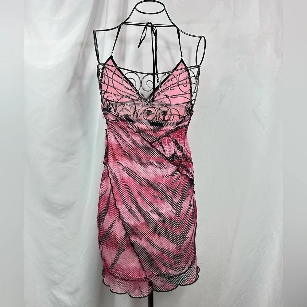 I AM GIA Moss pink mesh mini halter dress size M - Picture 4 of 8